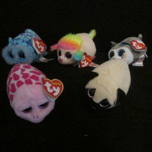 5 ~ Ty Beanie Boos Teeny TYs 4" PUG POODLE HUSKY TURTLE OWL Stackable with tags